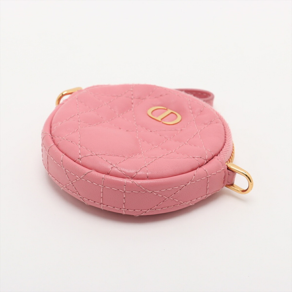 Christian Dior Cannage Leather Chain Shoulder Bag Pink Round - Picture 3 of 8